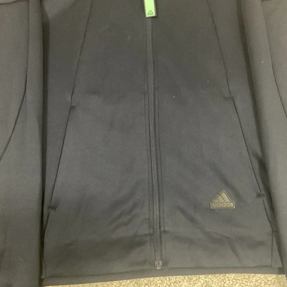 Adidas Mens Full Zip Track Jacket Navy Blue Bomber Collar Large‎ L